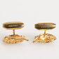 Gold 925 Sterling Silver Crystal Leaf Accessory Cufflink