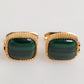 Gold Malachite Green Stone Square Men's Accessory Cufflink