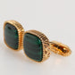 Gold Malachite Green Stone Square Men's Accessory Cufflink