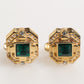 Emerald Green Crystal Gold Tone 925 Sterling Accessory Cufflink