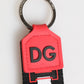 Red White DG Logo Polyester Brass Holder Keychain Keyring