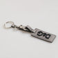 Gray Leather Logo Metal Ring Keychain Holder Men Keyring