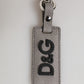 Gray Leather Logo Metal Ring Keychain Holder Men Keyring