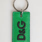 Green Leather Logo Metal Ring Keychain Holder Men Keyring