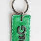 Green Leather Logo Metal Ring Keychain Holder Men Keyring