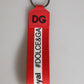 Red Logo Polyester Silver Brass Holder Keychain Men Keyring