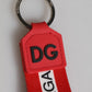 Red Logo Polyester Silver Brass Holder Keychain Keyring