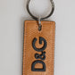 Brown Leather Logo Metal Ring Keychain Holder Men Keyring