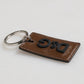 Dark Brown Leather Logo Metal Ring Keychain Holder Keyring