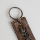 Dark Brown Leather Logo Metal Ring Keychain Holder Keyring