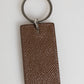 Dark Brown Leather Logo Metal Ring Keychain Holder Keyring