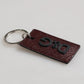 Dark Brown Leather Logo Metal Ring Men Keychain Keyring