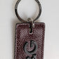 Dark Brown Leather Logo Metal Ring Men Keychain Keyring