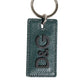 Army Green Leather Logo Metal Ring Men Keychain Keyring