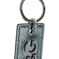 Army Green Leather Logo Metal Ring Men Keychain Keyring