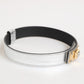 Silver Textured Leather Gold Tone Metal Neckband