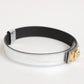 Silver Textured Leather Gold Tone Metal Neckband