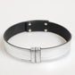 Silver Textured Leather Gold Tone Metal Neckband