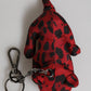 Red Black Polyester Animal Silhouette Keychain Keyring