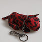 Red Black Polyester Animal Silhouette Keychain Keyring