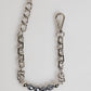 Silver Tone Chain Lobster Clasp Logo Gray Pearls Bracelet