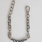 Silver Tone Chain Lobster Clasp Logo Gray Pearls Bracelet