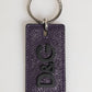 Violet Leather Logo Metal Ring Men Keychain Keyring