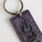 Violet Leather Logo Metal Ring Men Keychain Keyring