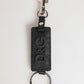 Black Leather Logo Metal Ring Keychain Holder Keyring