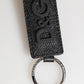Black Leather Logo Metal Ring Keychain Holder Keyring