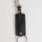 Black Leather Logo Metal Ring Keychain Holder Keyring