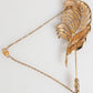 Gold Tone Leaf 925 Sterling Silver Crystal Chain Pin Brooch