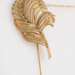 Gold Tone Leaf 925 Sterling Silver Crystal Chain Pin Brooch