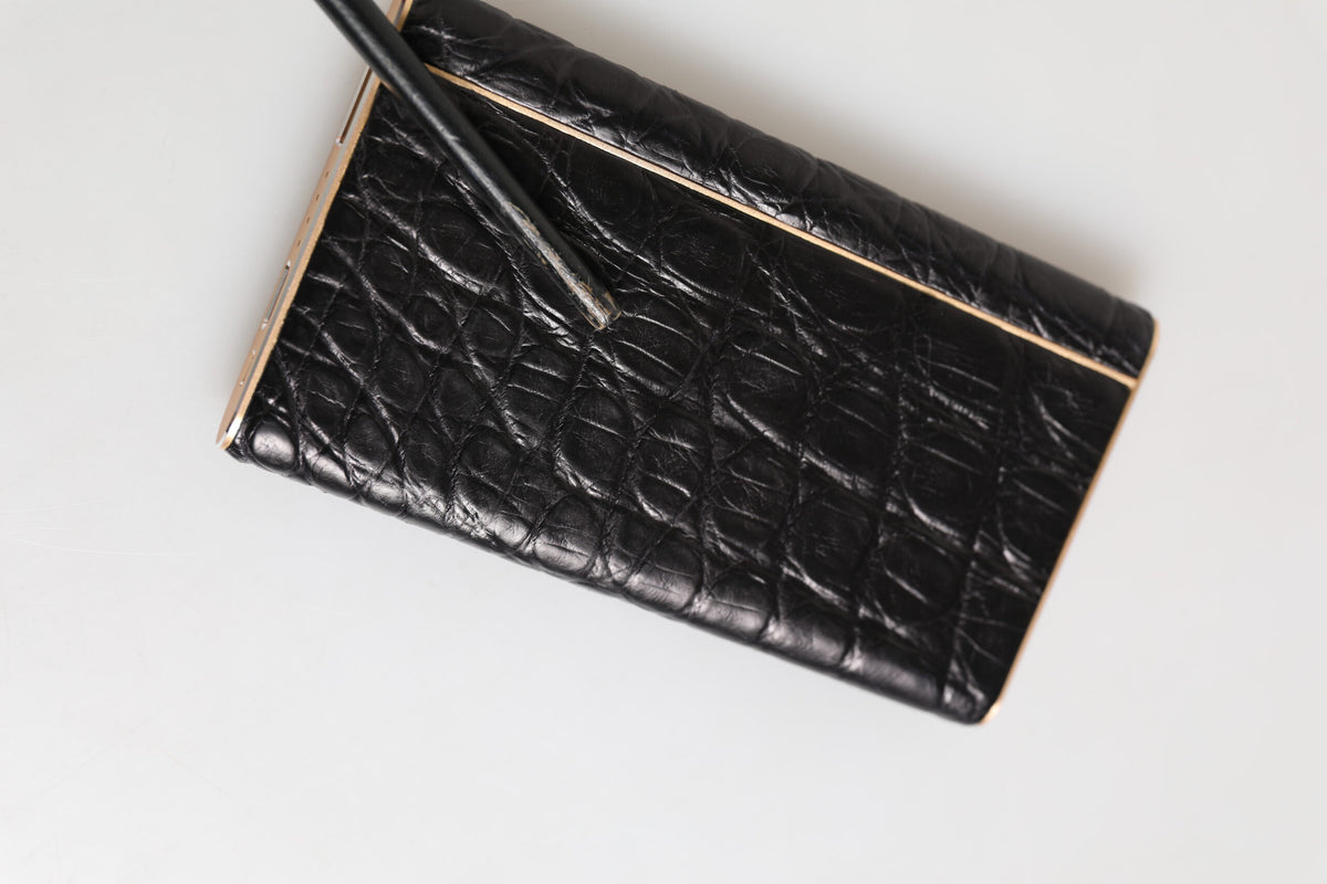 Black Leather Exotic Skin 3000mAh Power Bank Charger USB