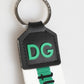 Green Logo Polyester Silver Brass Holder Keychain Keyring
