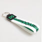 Green Logo Polyester Silver Brass Holder Keychain Keyring