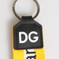 Yellow Logo Polyester Silver Brass Holder Keychain Keyring