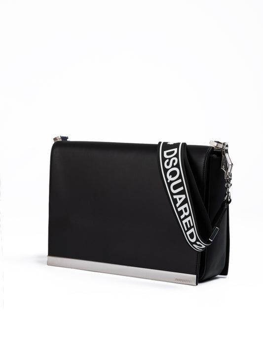 Black Leather Messenger Bag
