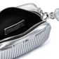 Silver Paillettes and Leather Clutch Bag