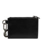 Black Leather Zip Logo Keyring Coin Purse Keyring Wallet