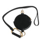 Black Round Leather DG Logo Coin Purse Lanyard Wallet