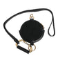 Black Round Leather DG Logo Coin Purse Lanyard Wallet