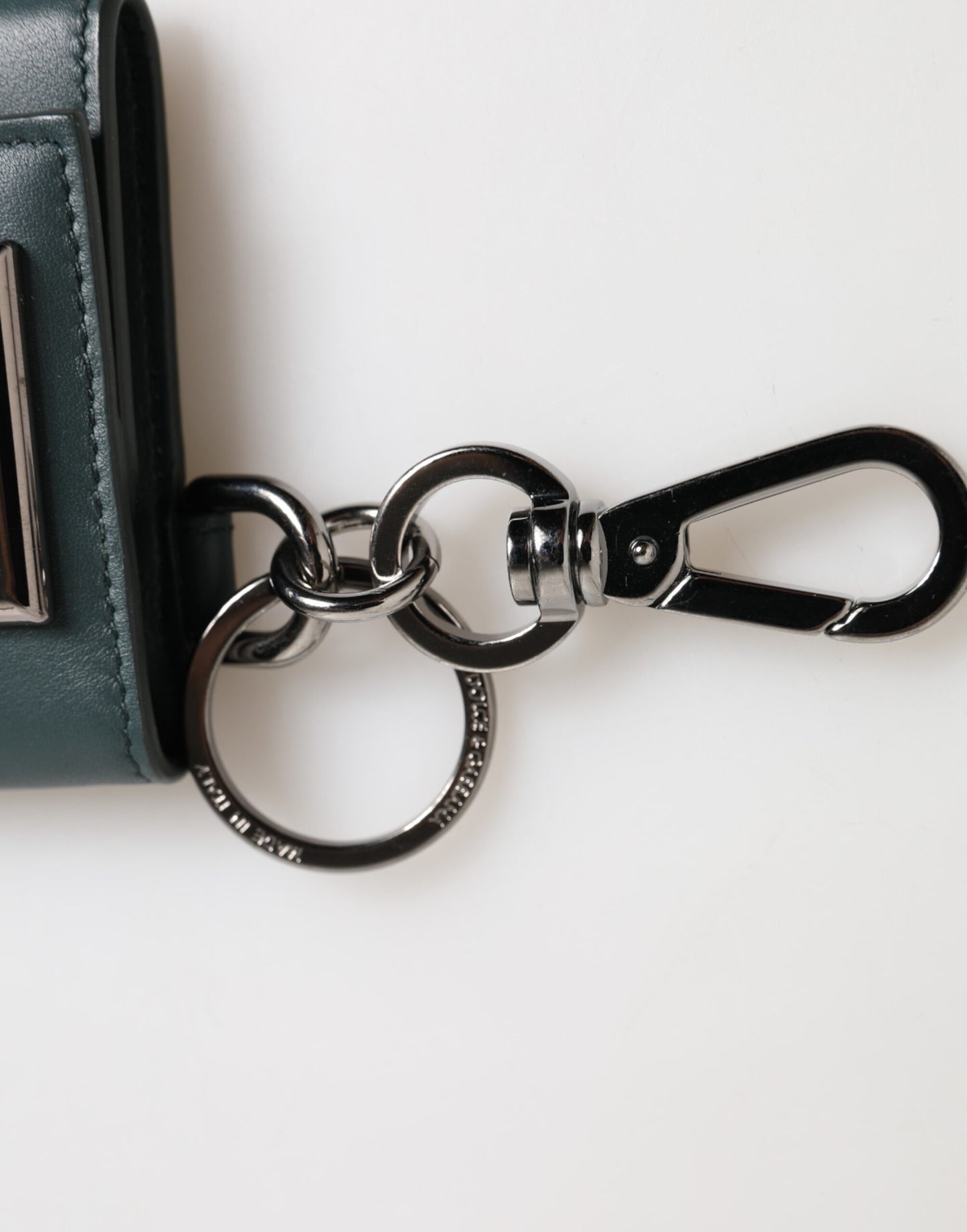 Dark Green Leather DG Logo Coin Purse Bag Charm Wallet