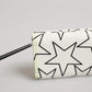 White Leather Trifold DG Star Print Card Holder Wallet