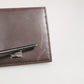 Brown Leather DG Logo Engrave Bifold Card Holder Wallet