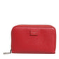 Red Leather Zip Around Logo Plaque Men Coin Purse Wallet