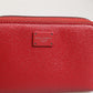 Red Leather Zip Around Logo Plaque Men Coin Purse Wallet