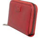 Red Leather Zip Around Logo Plaque Men Coin Purse Wallet