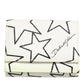 White Leather Black Star Print Trifold Card Holder Wallet