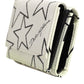 White Leather Black Star Print Trifold Card Holder Wallet